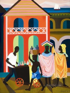 vida de ciudad negra en la calle africana Pinturas al óleo